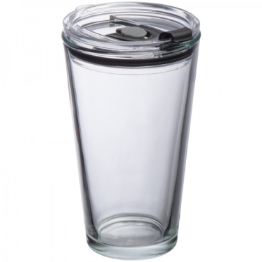 Logo trade business gift photo of: Glass mug with lid WATTENSCHEID 400 ml