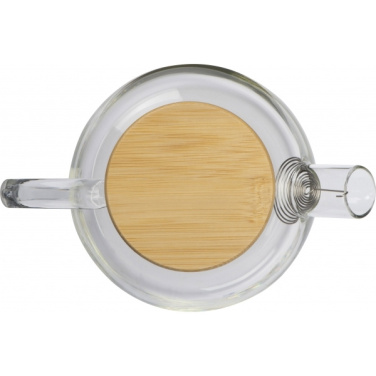 Logo trade business gifts image of: Glass jug with bamboo lid FRANKFURT 1000ml