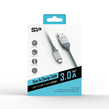 Logo trade promotional giveaway photo of: Nylon data transfer cable LK30 Type - C Quick Charge 3.0