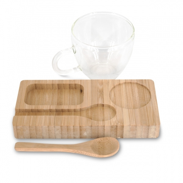 Logo trade business gifts image of: Tray with cup and spoon FORMOSA 150 ml