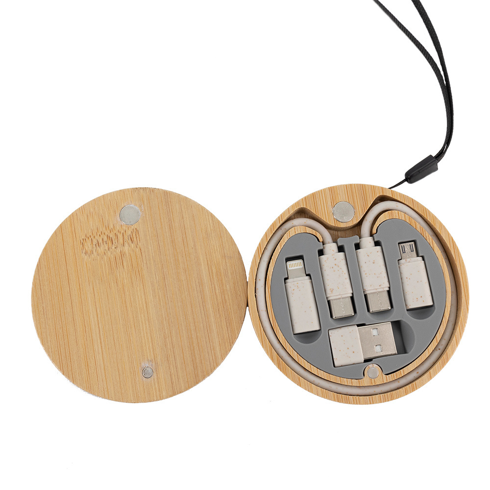 Logotrade promotional merchandise image of: 4in1 cable in wooden case, LH-ZM01