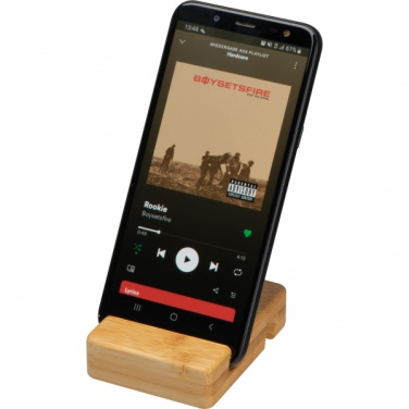 Logo trade promotional giveaways image of: Bamboo smartphone holder SAN SEBASTIAN