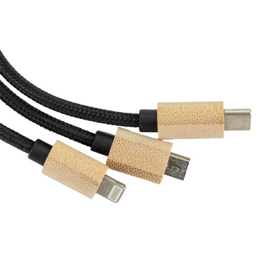 Logotrade promotional merchandise picture of: 3-in-1 cable with elighted logo in a wooden casing, LH-ZMU06