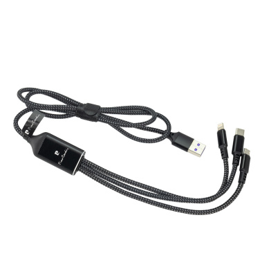 Logo trade promotional merchandise picture of: 3 in 1 cable with elighted logo Pierre Cardin