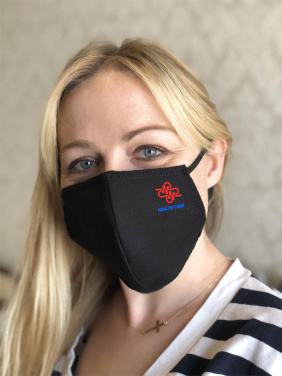 Logo trade corporate gift photo of: BLACK-BLACK cotton face mask 140116500