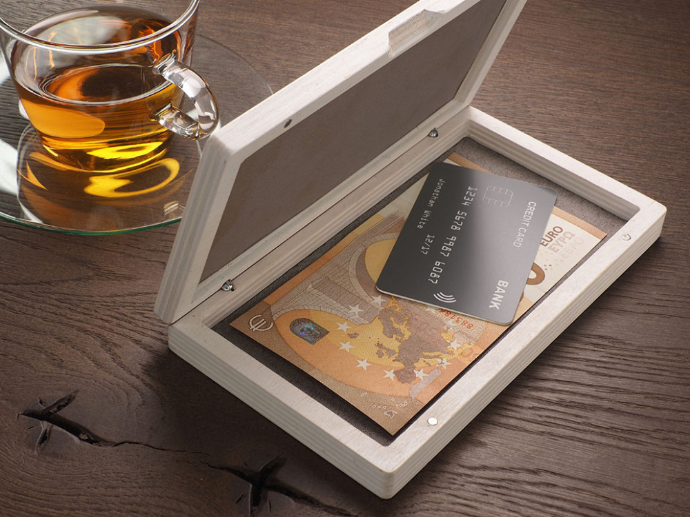 Logo trade promotional giveaways image of: Wooden bill box 1816121