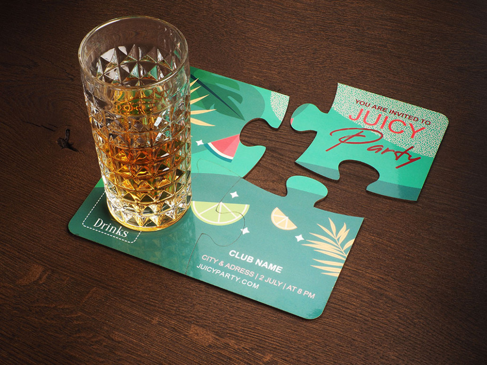 Logotrade promotional item picture of: Set of 4 PUZZLE glass coasters 1835117