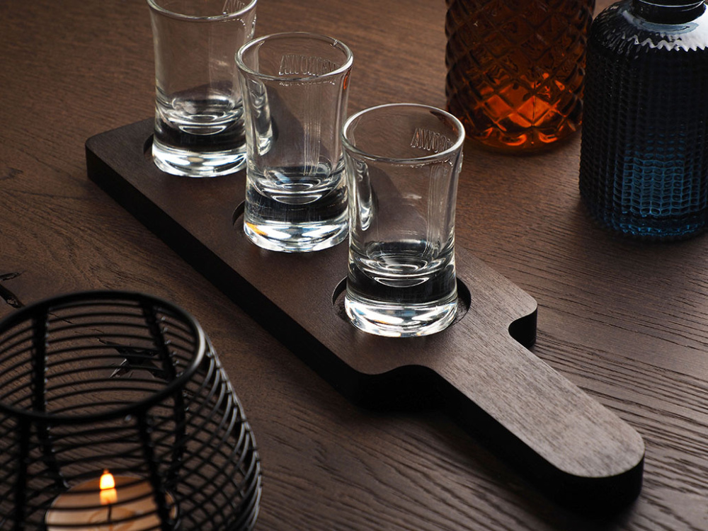 Logo trade promotional merchandise image of: Wooden 3 Shot Serving Board 1863121