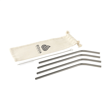 Logotrade promotional gifts photo of: ECO RVS 4 pieces ECO Straw Set stainless-steel straws
