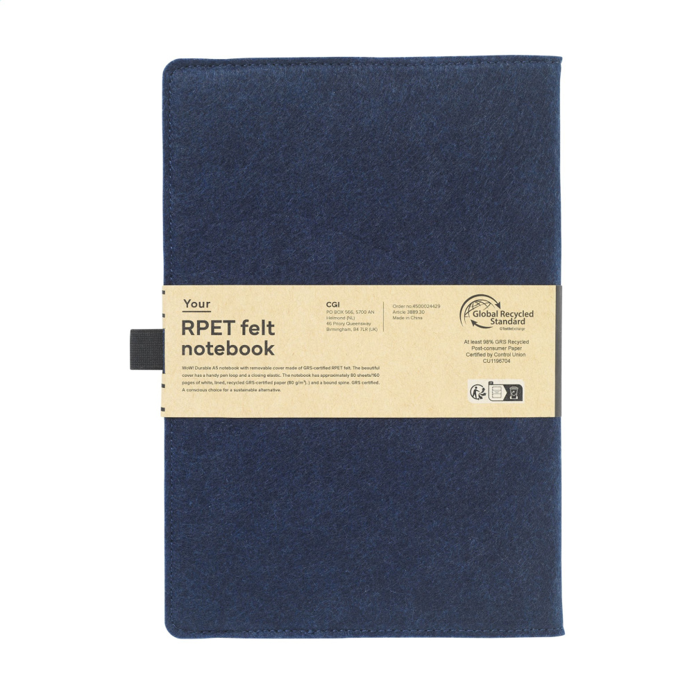 Logo trade corporate gifts picture of: Felty GRS RPET Paper Notebook A5