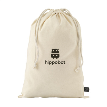 Logo trade promotional merchandise picture of: Gift Pouch Natural GRS Recycled Cotton (150 g/m²) L