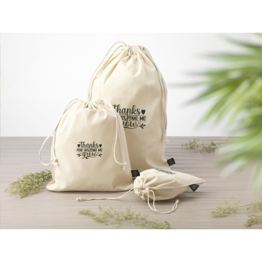 Logo trade promotional merchandise image of: Gift Pouch Natural GRS Recycled Cotton (150 g/m²) M