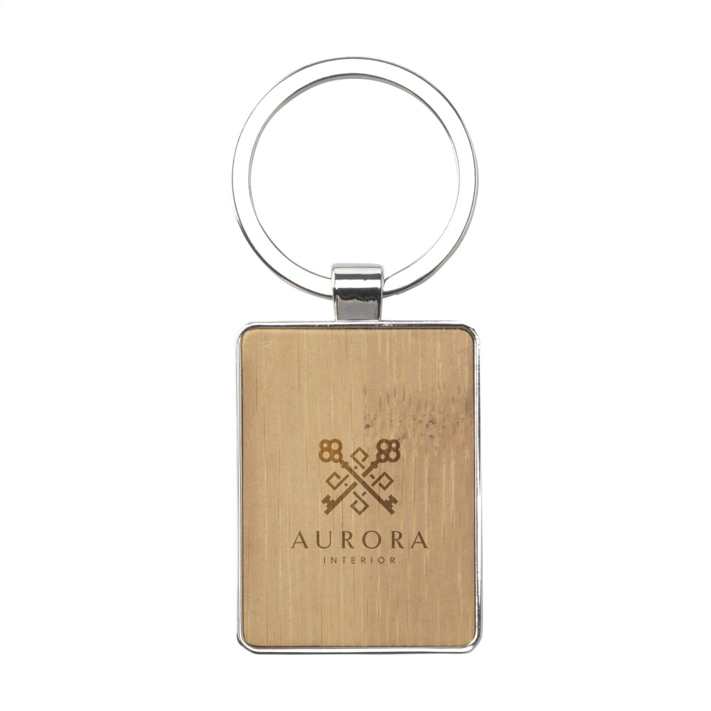 Logotrade advertising product picture of: Bamboo Key Rectangle keyring