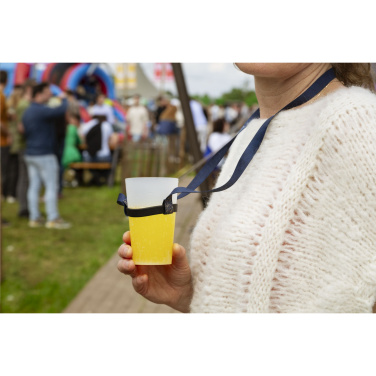 Logo trade business gifts image of: Lanyard Sublimation RPET 1.5 cm with Cup holder