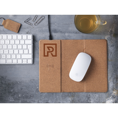 Logo trade promotional giveaways image of: Cork Wireless Charging Mousepad