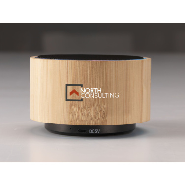 Logo trade promotional items image of: Wave Bamboo Wireless Speaker
