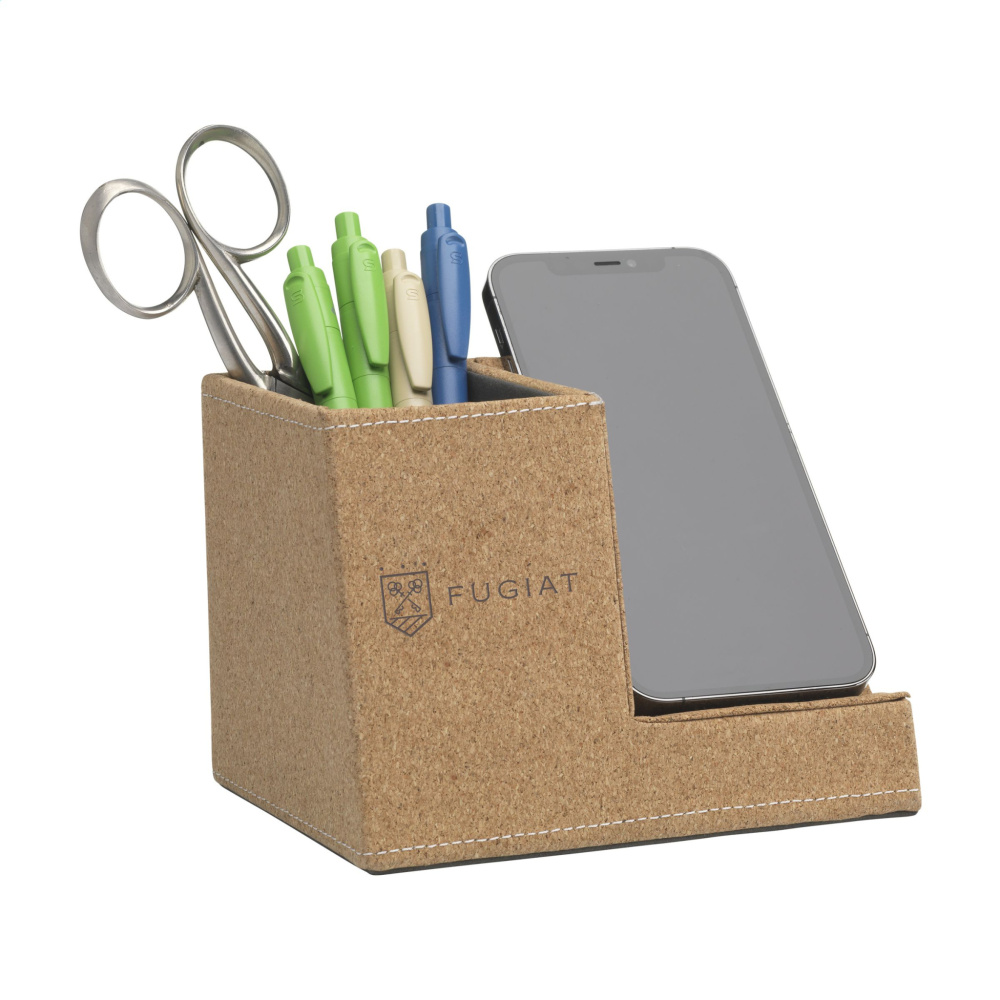 Logo trade business gifts image of: Ecork Pen Holder Wireless Charger
