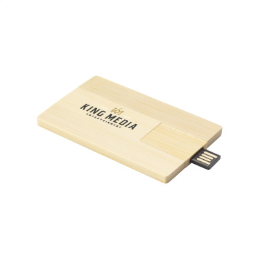 Logo trade promotional merchandise image of: CreditCard USB Bamboo 64 GB