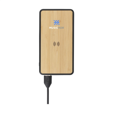 Logotrade corporate gift picture of: Boru Bamboo RCS Recycled ABS Powerbank Wireless Charger
