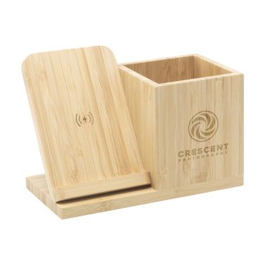 Logotrade promotional merchandise image of: Bamboo Boss 15W charger/pen holder