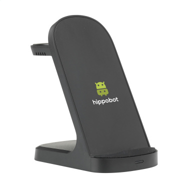 Logo trade corporate gifts picture of: Triple-Up RCS Recycled ABS Wireless Charger Stand
