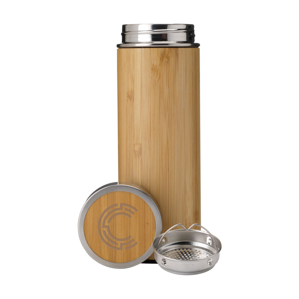Logo trade promotional merchandise photo of: Osaka 360 ml bamboo thermo bottle/thermo cup