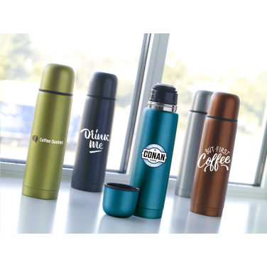 Logo trade promotional merchandise photo of: Frosted Bottle RCS Recycled Steel 500 ml thermo bottle