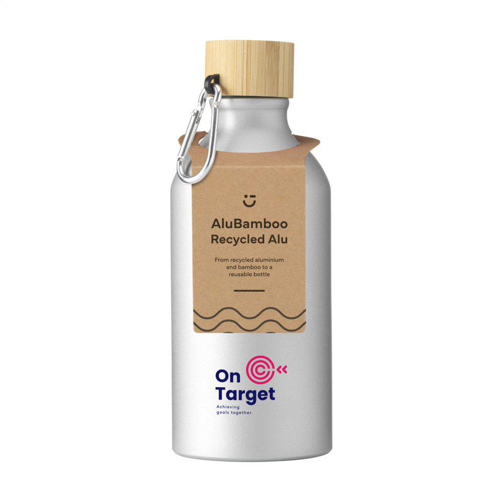 Logotrade advertising product picture of: AluBamboo GRS Recycled Alu 500 ml water bottle