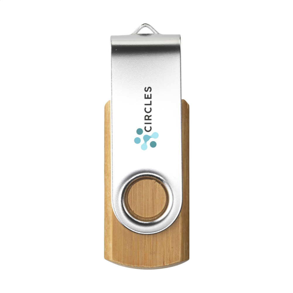 Logo trade promotional gifts image of: USB Twist Bamboo from stock 4 GB