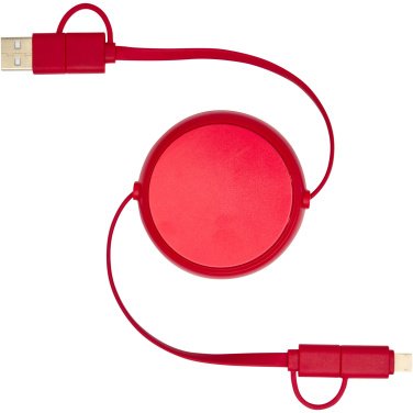 Logo trade promotional gifts image of: Alasia 5-in-1 100 cm recycled plastic and aluminium retractable data sync and 45W fast charge cable