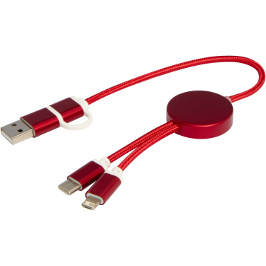 Logotrade promotional item image of: Alasia 5-in-1 recycled aluminium and plastic 30 cm data sync and 27W fast charge cable