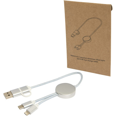 Logotrade business gift image of: Alasia 5-in-1 recycled aluminium and plastic 30 cm data sync and 27W fast charge cable