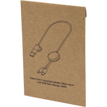 Logo trade promotional product photo of: Citala 5-in-1 recycled plastic 30 cm data sync and 27W fast charge cable