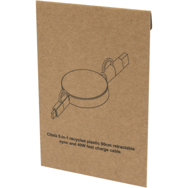 Logo trade promotional item photo of: Citala 5-in-1 recycled plastic 90 cm retractable data sync and 40W fast charge cable