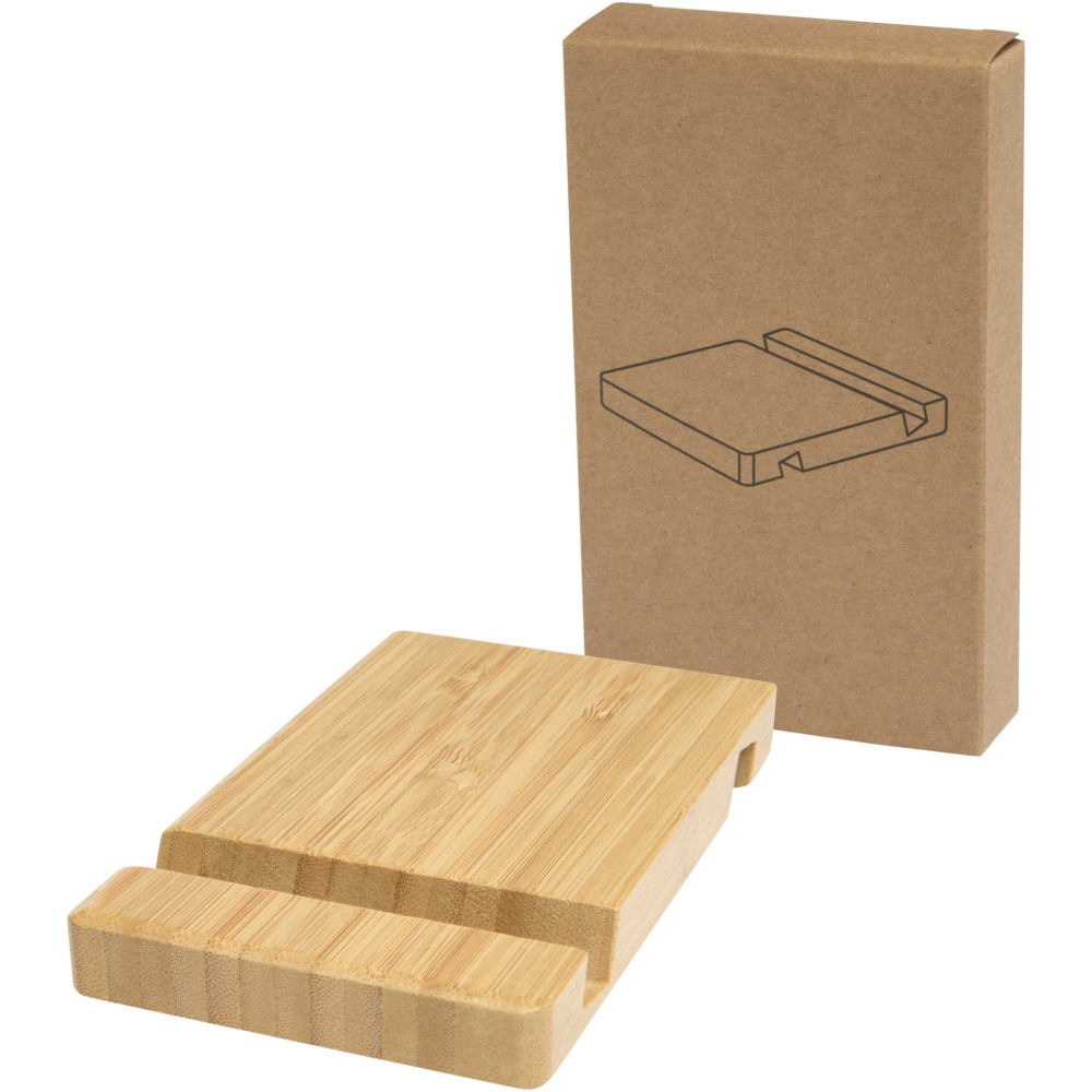 Logo trade advertising products image of: Bubup bamboo 2-angled tablet and phone stand