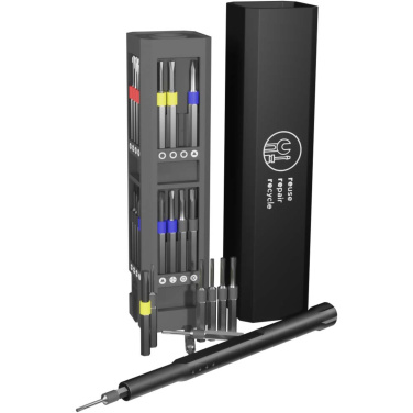 Logo trade promotional merchandise photo of: SCX.design T20 30-piece screwdriver and repair set in aluminium case