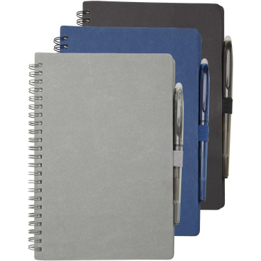 Logo trade promotional merchandise image of: Slate reusable soft cover notebook and pen set (black ink)