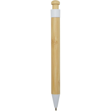 Logo trade promotional items picture of: Rattan bamboo and recycled plastic ballpoint pen (black ink)