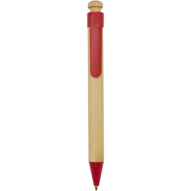 Logo trade corporate gifts picture of: Rattan bamboo and recycled plastic ballpoint pen (black ink)