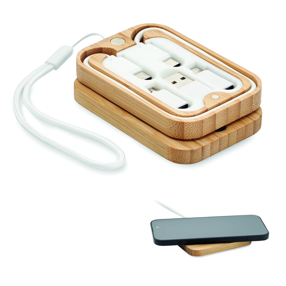 Logo trade corporate gift photo of: 15W wireless charger in bamboo