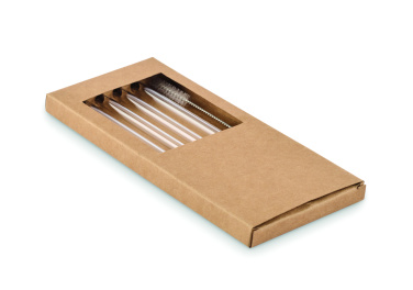 Logo trade promotional items image of: 4 reusable glass straws