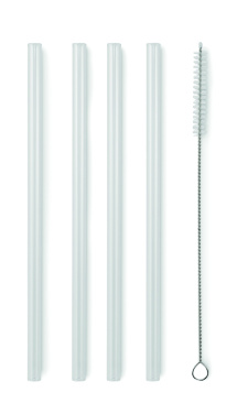 Logo trade advertising products image of: 4 reusable glass straws