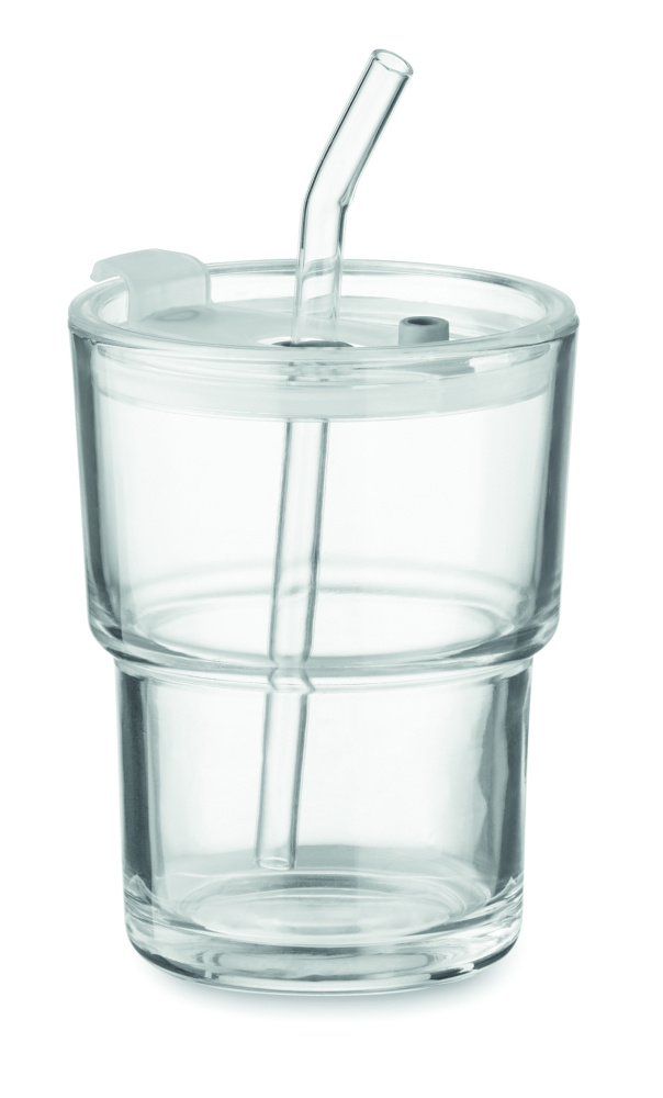 Logo trade advertising products picture of: Glass tumbler with straw 400ml