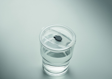 Logotrade advertising product picture of: Glass tumbler with straw 400ml