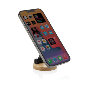 Logo trade promotional gift photo of: Magmount RCS recycled plastic and bamboo phone stand