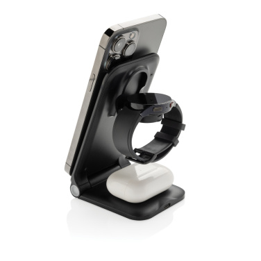 Logo trade corporate gift photo of: Powerpal 3 in 1 RCS recycled plastic 15W charger