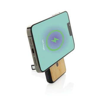 Logo trade promotional item photo of: Zen RCS rplastic 5000 mah 5W magnetic bamboo powerbank