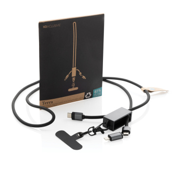 Logo trade promotional item photo of: Terra RCS recycled PET phone cord with dual charge cable