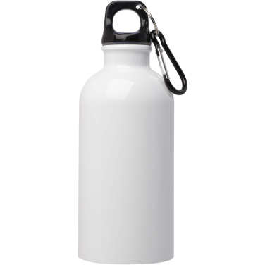 Logo trade promotional item photo of: Oregon 400 ml RCS certified single wall stainless steel water bottle with carabiner