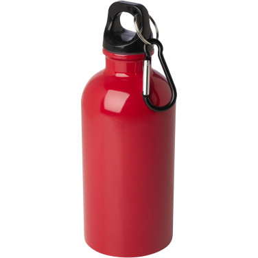 Logotrade promotional products photo of: Oregon 400 ml RCS certified single wall stainless steel water bottle with carabiner